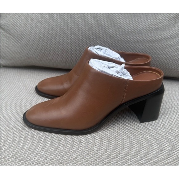 Everlane The Outlaw Mule Women's Size 5 Brown Leather Block Heel Slip On - Picture 3 of 6